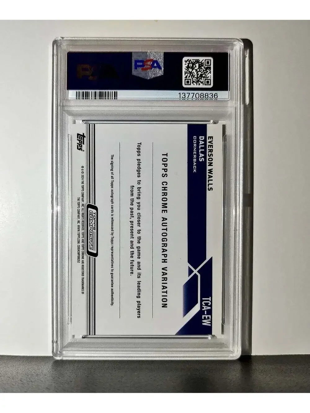 Everson Walls 2023 Topps Chrome Purple Speckle Refractor 197/199 PSA 10 Auto 9